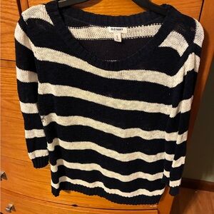 Old Navy- Navy and White Striped Women's Sweater